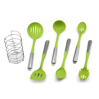 Bộ dụng cụ nhà bếp bằng silicon không mùi chống dầu, Bộ thìa nấu ăn bằng silicone cách nhiệt